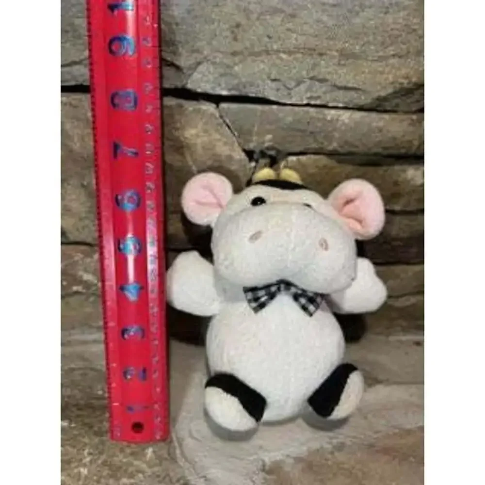 Baby Gund Terry Cloth Cow 6” White and Black Chimes Pink ears 1992 RARE HTF ging